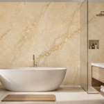 Bathroom wall finished with an iB Marble decorative PVC marble sheet