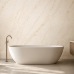 Bathroom wall finished with an iB Marble decorative PVC marble sheet