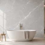 Bathroom wall finished with an iB Marble decorative PVC marble sheet